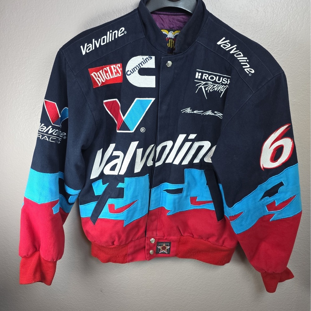 Vintage Jeff Hamilton Valvoline Racing Jacket Mens S Colorblock NASCAR Made USA
